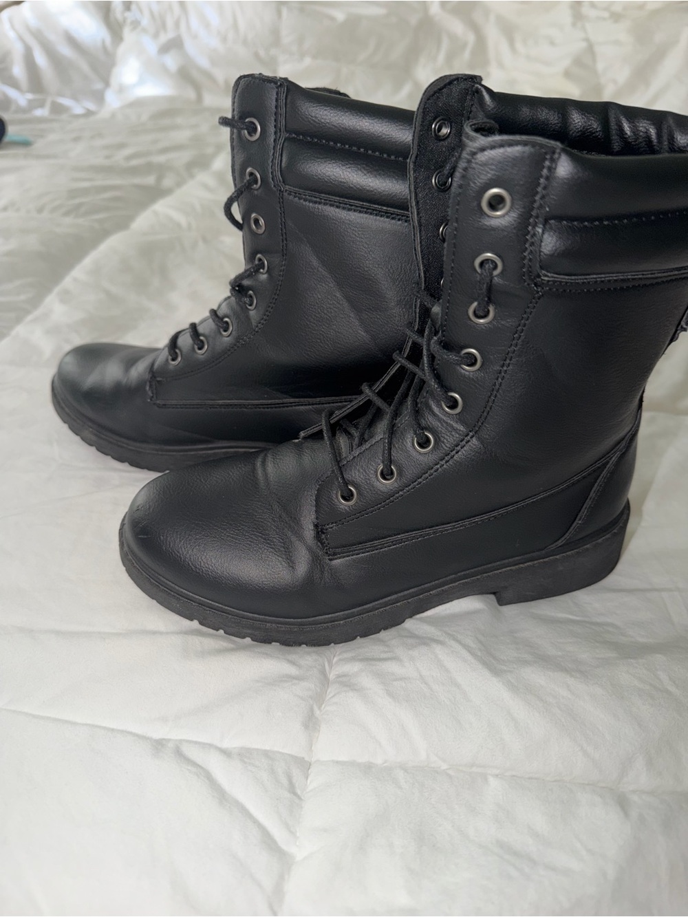 Wanted - Black Lace-Up Combat Boots - Womens 6.5